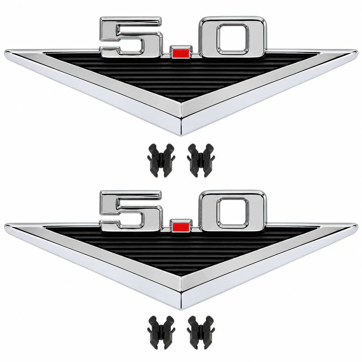 1963-1968 Ford Mustang Fairlane Falcon Ranchero Bronco 5.0 V8 Fender Emblems - Pair