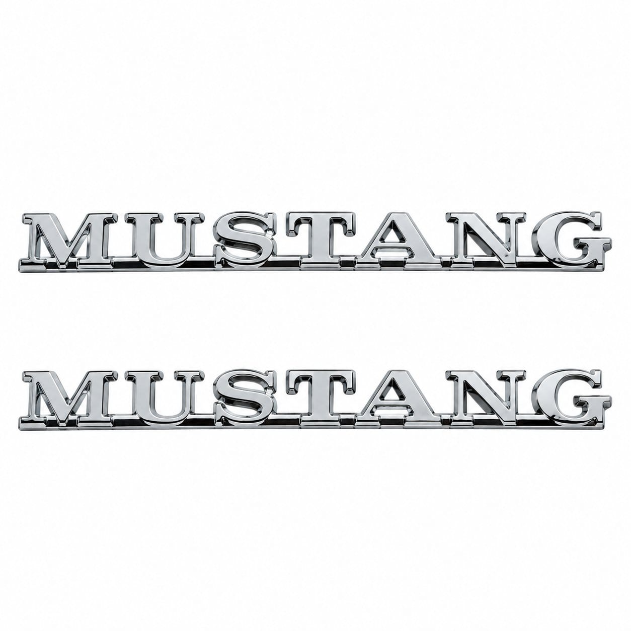 1965-1966 Ford Mustang Chrome Fender Emblem "Mustang" Pair with Fasteners
