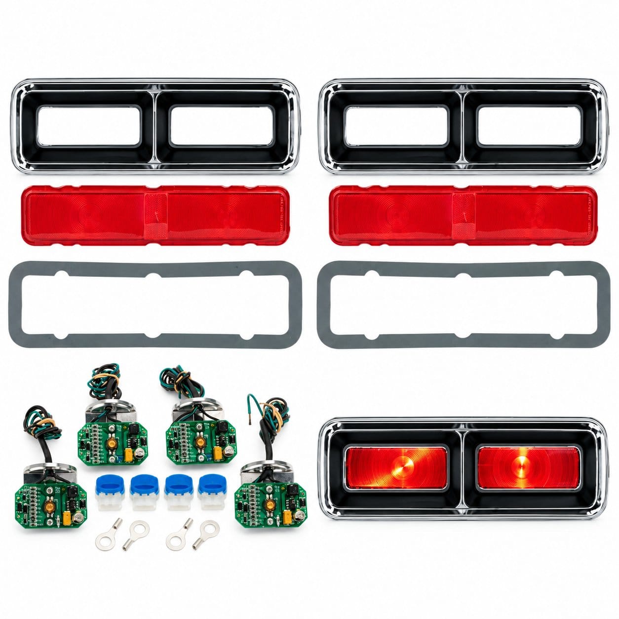 1968 Chevrolet Camaro RS Complete Dakota Digital LED Tail Light Kit with OER Bezels & Lenses – Pair
