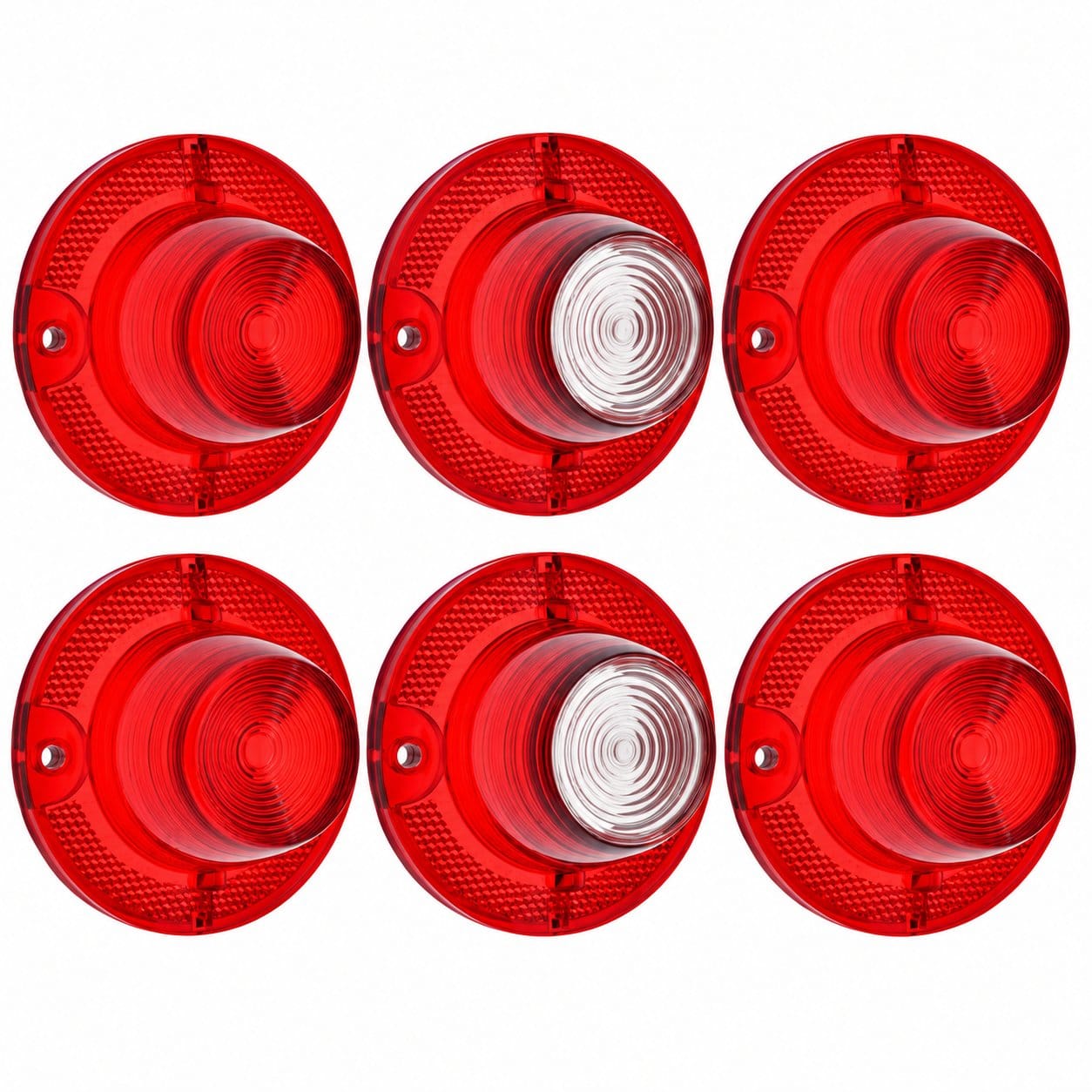 1962 Chevy Impala Tail Light & Backup Light Lens Set – 6 Piece – Red & Clear