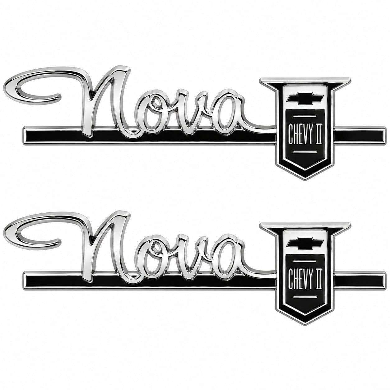 1963-1964 Chevy II Nova Fender & Quarter Panel Emblems - Pair