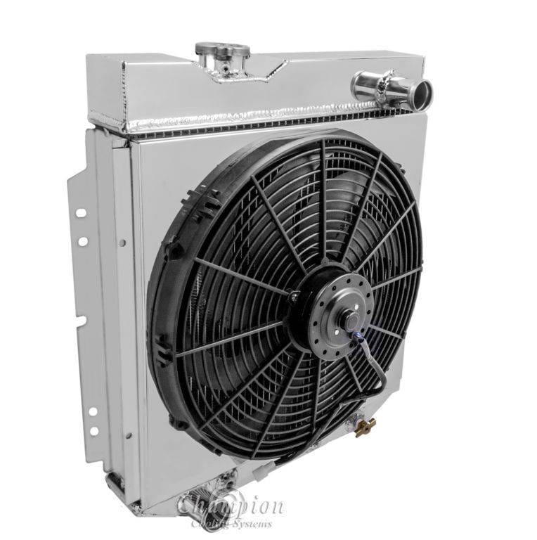 Champion Cooling Three Row Aluminum Radiator Combo for Ford Mustang Six Cylinder FSCC251