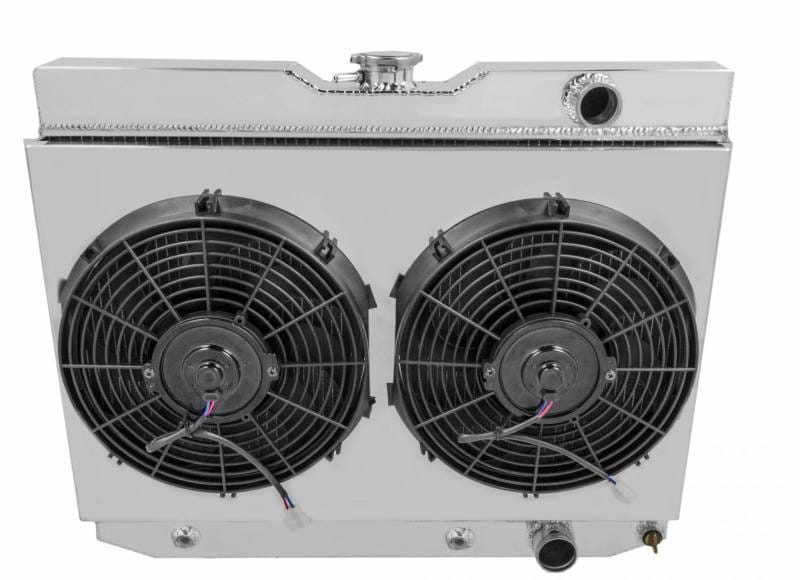 Champion Four Row Aluminum Radiator Combo for 1960-1965 GM Chevy Chevelle El Camino Impala Bel Air Biscayne FSMC281Combo