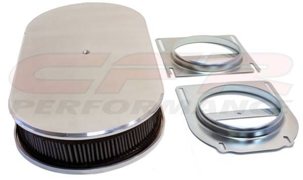 Chevy Ford Mopar 19" Oval Smooth Polished (Dual Quad) Aluminum Air Cleaner