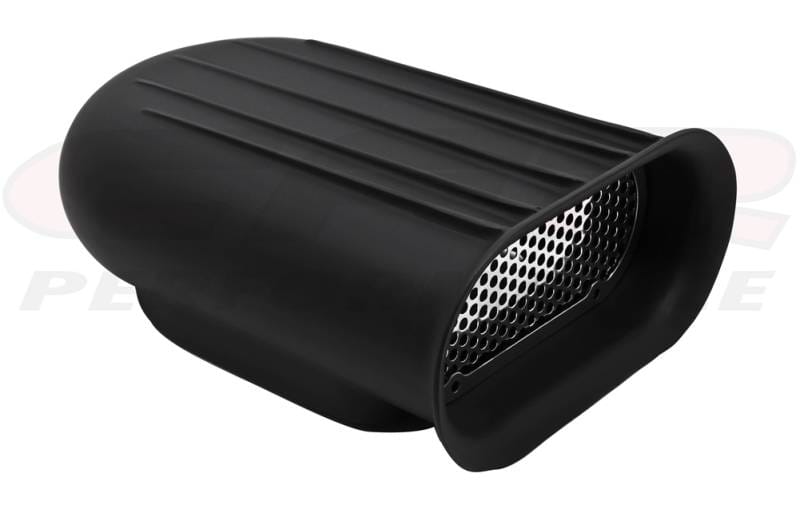 Hilborn Style Finned Single Hood Scoop, Powder Coated Black