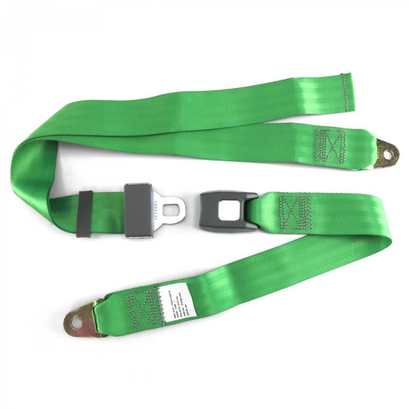 2 Point Green Lap Seat Belt, Standard Buckle, Pair