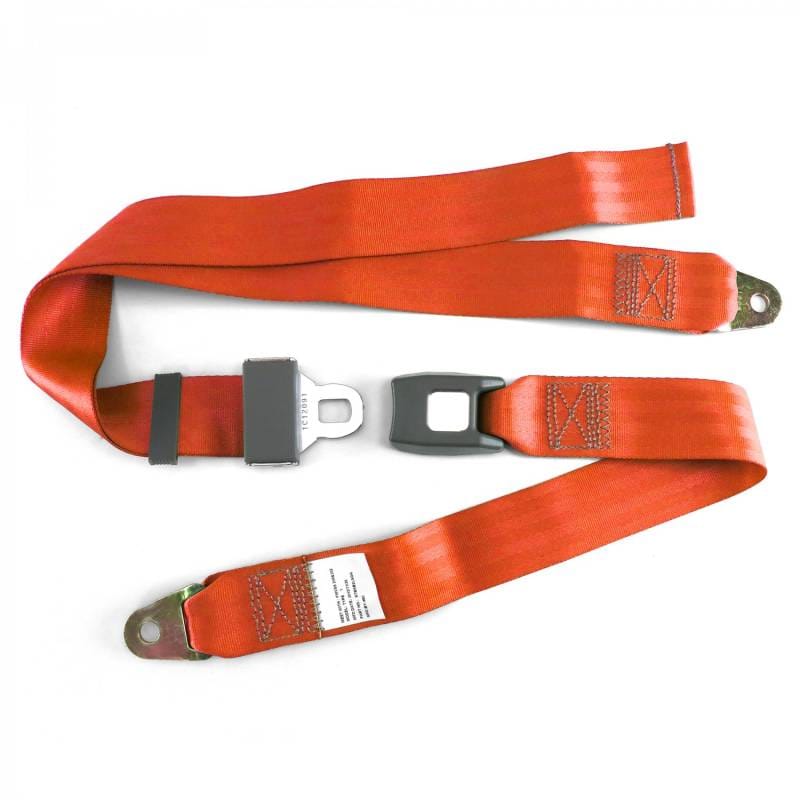2 Point Orange Lap Seat Belt, Standard Buckle, Pair