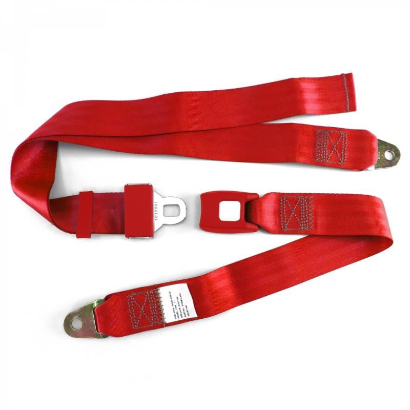 2 Point Red Lap Seat Belt, Standard Buckle, Pair