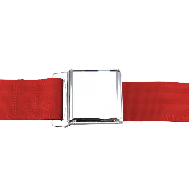 2 Point Red Lap Seat Belt, Airplane Buckle, Pair