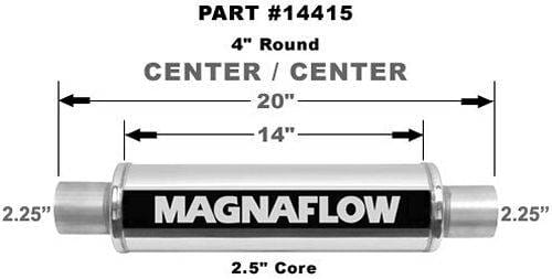 Magnaflow Universal Polished Stainless Steel Muffler - 4" Round - Various Tubing Sizes