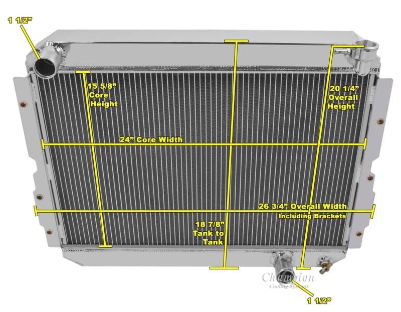 American Eagle Radiator AE1213 Aluminum 2 Row for 83-90 Landcruiser 1" tubes