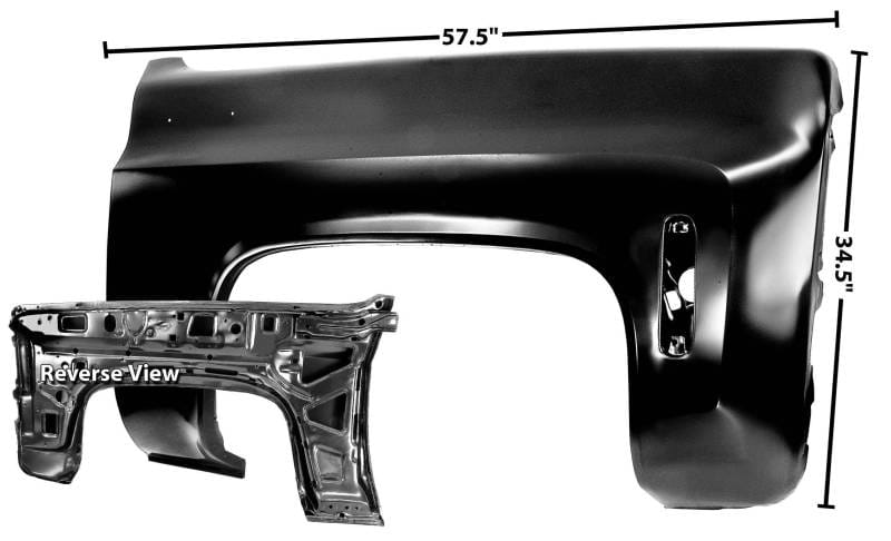 Replacement Front Fender, Right or Left Hand, 1973 - 1980 Chevy Truck