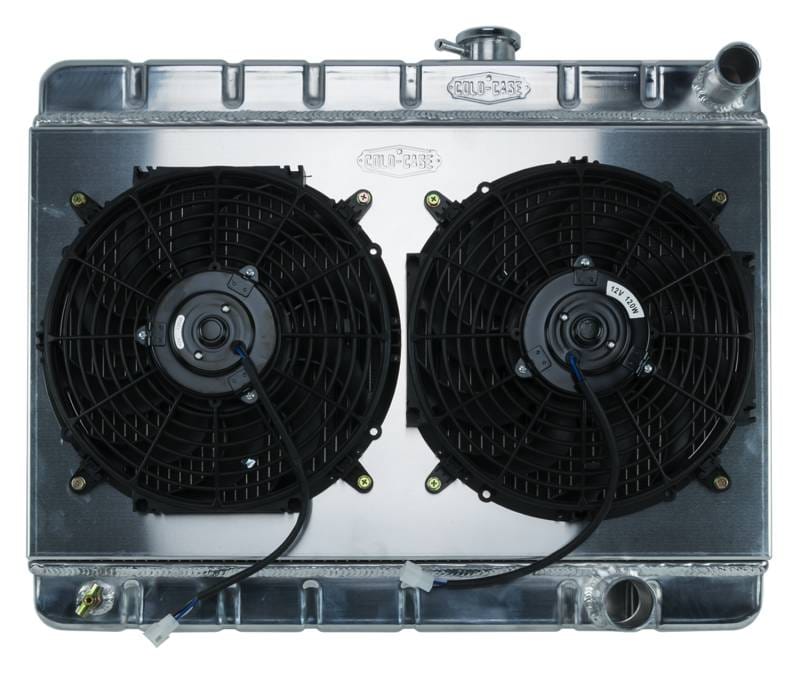 65 GTO Tri-Power Aluminum Radiator And 12 Inch Dual Fan Kit W/O AC MT Cold Case Radiators