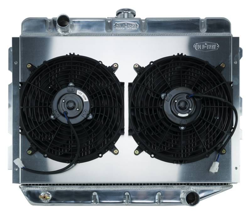 66-74 A,B,C,E Body AC Aluminum Performance Radiator And 12 Inch Dual Fan Kit MT 17x26 Inch Cold Case Radiators
