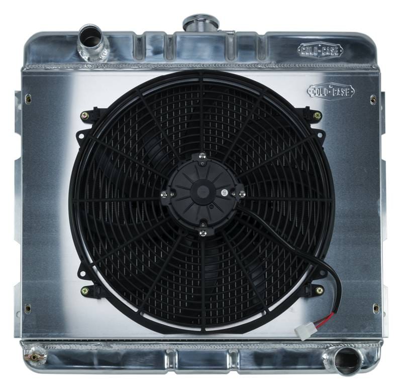 70-72 A,B Body SB Aluminum Performance Radiator And 16 Inch Fan Kit MT 17x22 Inch Cold Case Radiators