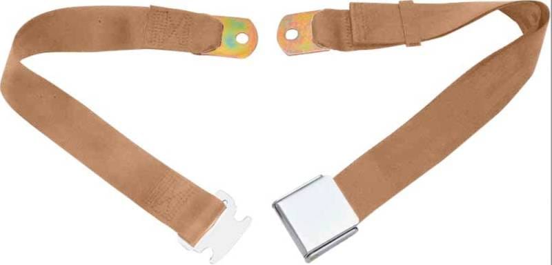 2 Point Tan Lap Seat Belt, Airplane Buckle, Pair