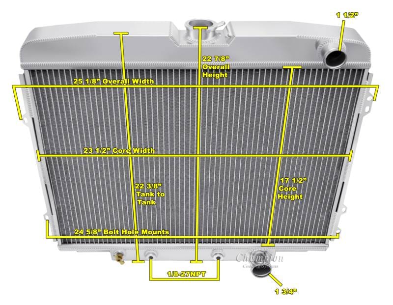 1968-69 Ford Torino w/V8 Champion 3 Row Core All Aluminum Radiator CC1631