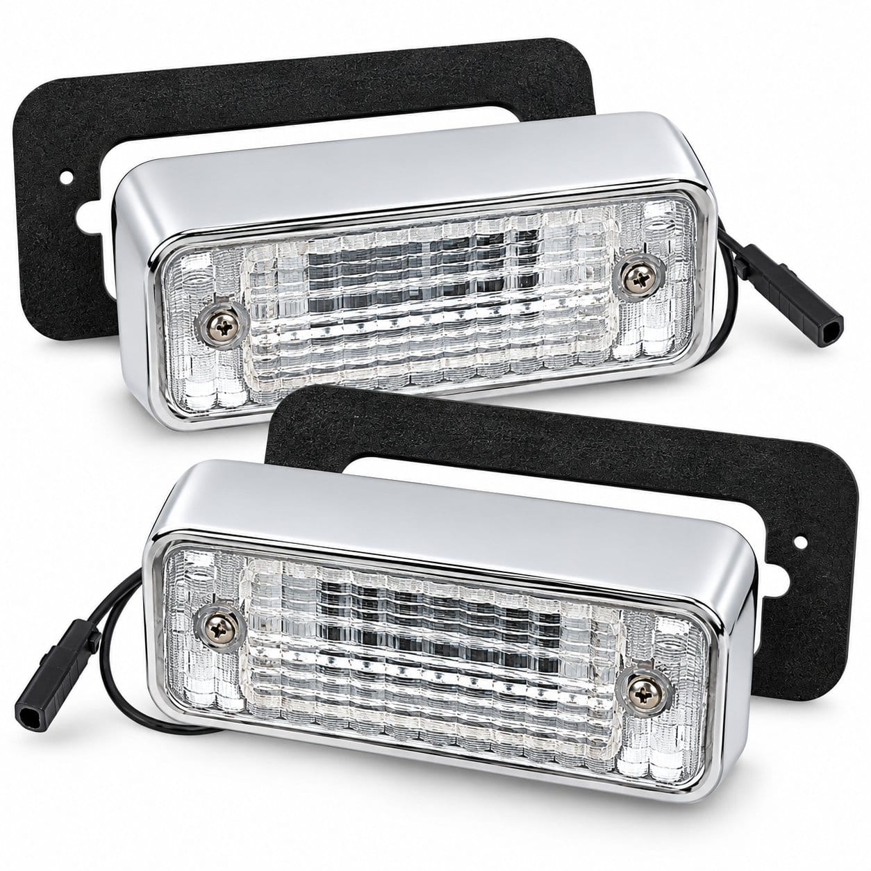 1969 Chevrolet Camaro Rally Sport RS Back-Up Light Lamp Assembly Set – Chrome – Pair LH RH