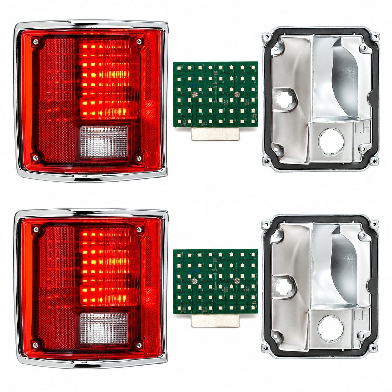 1978-1986 Chevy Truck & Suburban / 1987-1991 Blazer LED Tail Light Assembly Set – Chrome – Pair
