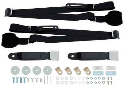 1964-75 GM Models Bucket Seats 3-Point Seat Belts - Black