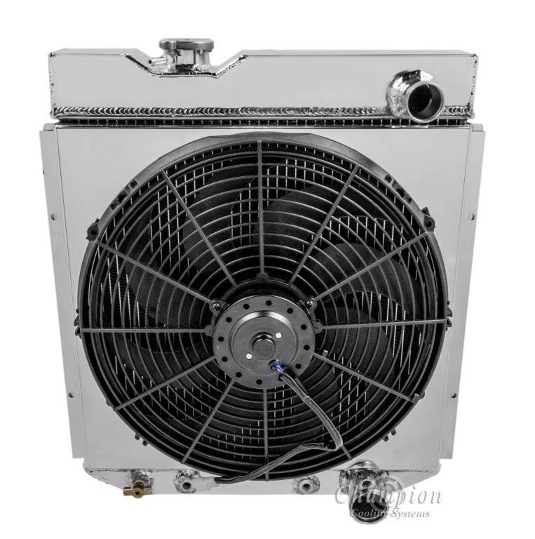 Four Row Aluminum Radiator Full Combo for 60-66 Ford Ranchero, Falcon, Mustang. Econoline, Comet & Model T FSMC259