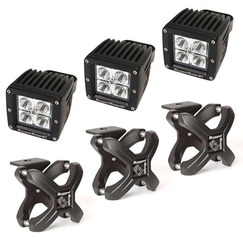 X-Clamp and Square LED Light Kit, Large, Textured Black, 3 Pieces