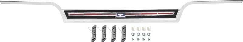 C16708 - 1967 Impala / Full-Size 2 Door Sedan / Hardtop Trunk Molding With Emblem And Bezel Installed