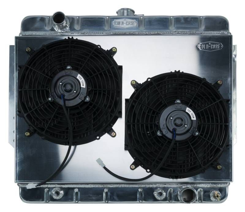 66-68 Impala Aluminum Radiator and Dual 12 Inch Fan Kit Stamped Cold Case Radiators
