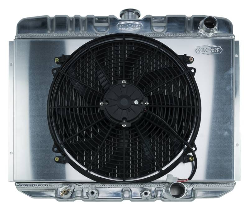 67-70 Mustang SB 24 Inch Aluminum Performance Radiator And 16 Inch Fan Kit AT Cold Case Radiators