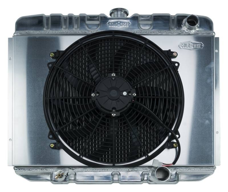 67-70 Mustang SB 24 Inch Aluminum Performance Radiator And 16 Inch Fan Kit MT Cold Case Radiators