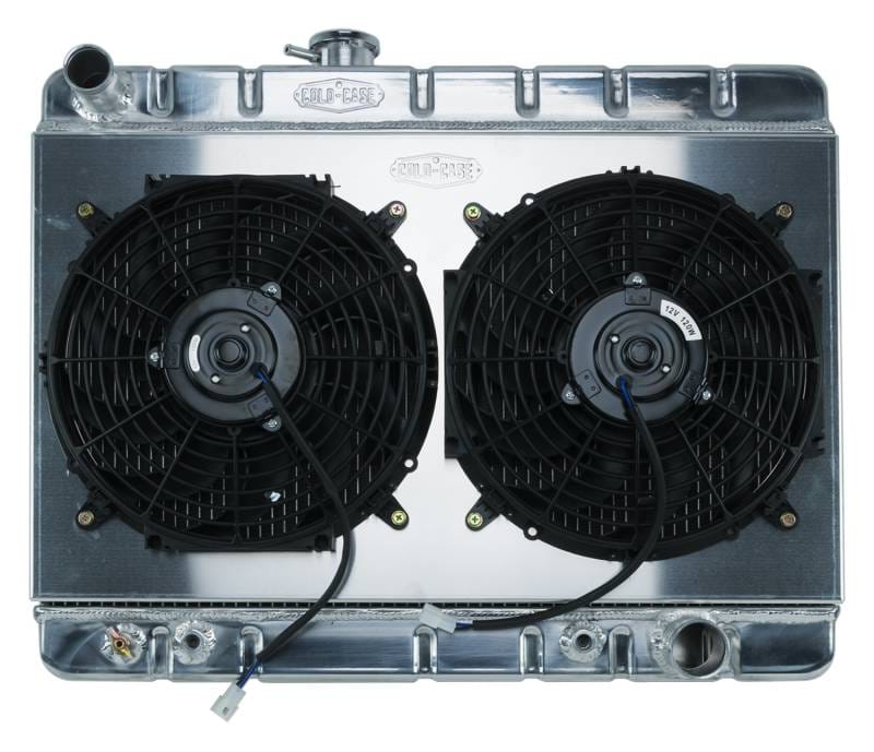 66-67 GTO Aluminum Radiator And 12 Inch Dual Fan Kit W/AC AT Cold Case Radiators
