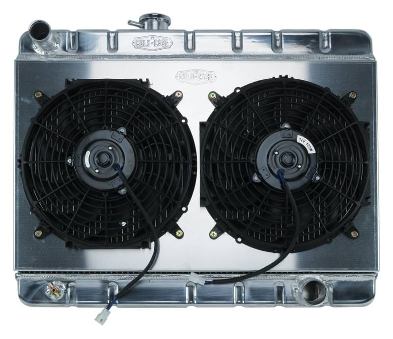 66-67 GTO Aluminum Radiator And 12 Inch Dual Fan Kit W/O AC MT Cold Case Radiators