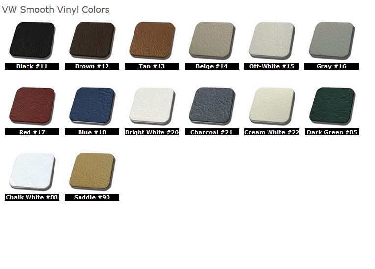 1965-67 VW Volkswagen Bug Beetle Convertible Smooth Vinyl Seat Upholstery, Front and Rear