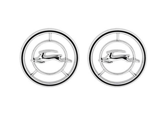 1965-66 Impala Circle Fender Emblem Set, Black & Chrome