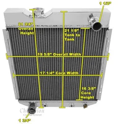 Champion Cooling Three Row Aluminum Radiator Combo for Ford Mustang Six Cylinder FSCC251 thumbnail 3