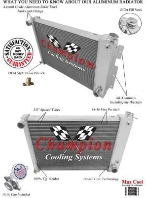 Champion 3 Row Aluminum Radiator for 1965 -1987 Buick, Pontiac, Olds, Chevy CC571 thumbnail 3