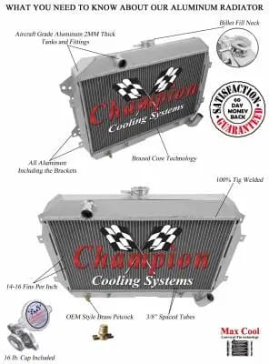 Champion Four Row All Aluminum Radiator 1970-1975 Datsun 240 and 260Z MC110 thumbnail 3