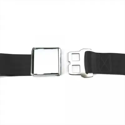 3 Point Retractable Black Lap Seat Belt, Airplane Buckle, Pair thumbnail 2