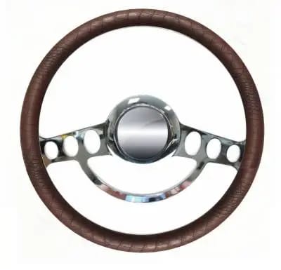 14" Chrome Hot Rod Steering Wheel Kit w/Your Choice of Half-Wrap thumbnail 3