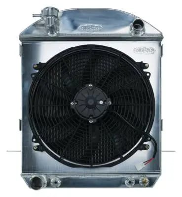 24-27 T-Bucket Ford Engine Aluminum Performance Radiator And 16 Inch Fan Kit Cold Case Radiators