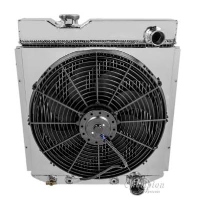 Four Row Aluminum Radiator Full Combo for 60-66 Ford Ranchero, Falcon, Mustang. Econoline, Comet & Model T FSMC259