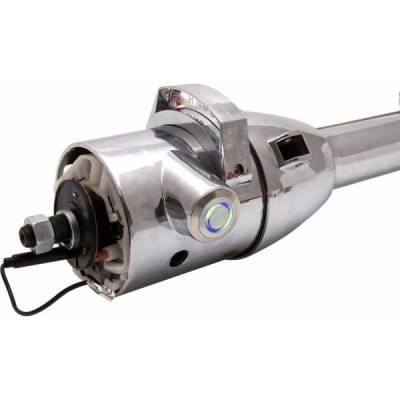 33" Blue Push Button Start Chrome Steering Column Automatic with Gear Indicator Window and Shifter