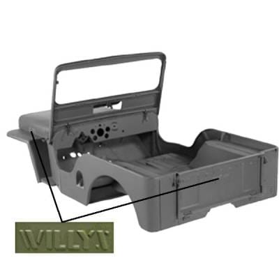 Body Tub Kit with Willys Script; 49-53 Willys CJ3A