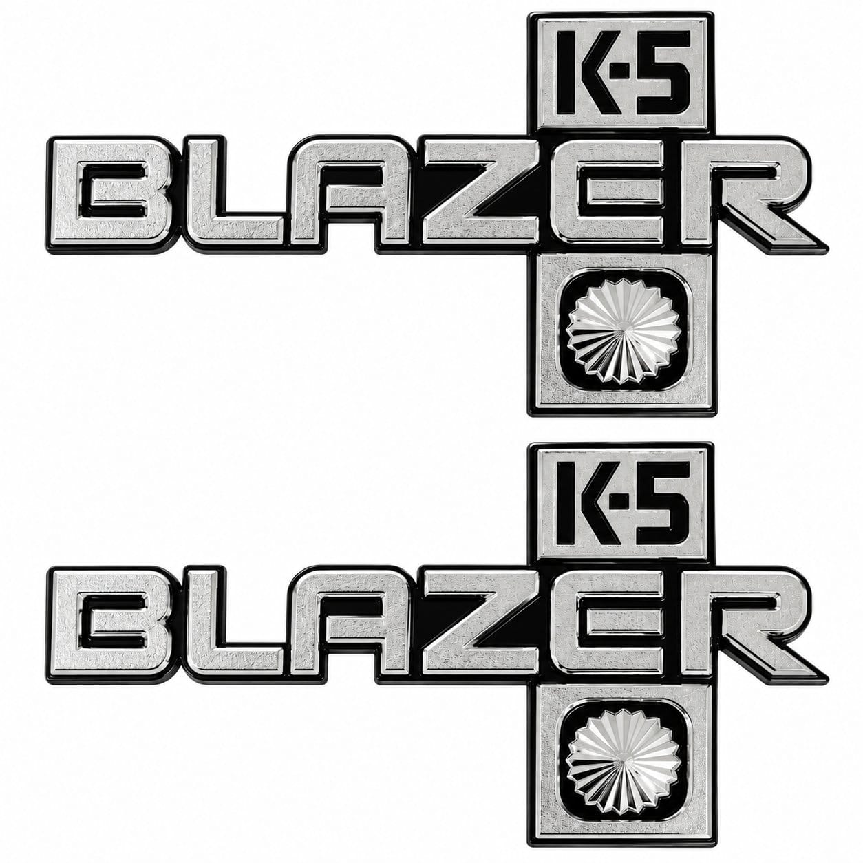 1981-1988 Chevy K5 Blazer Front Fender Emblems LH RH Pair Chrome GM Licensed