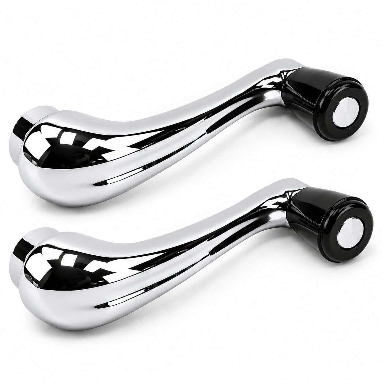 1948-1952 Ford F-1 F-2 F-3 Door Window Crank Handles with Black Knobs – Chrome Pair LH RH