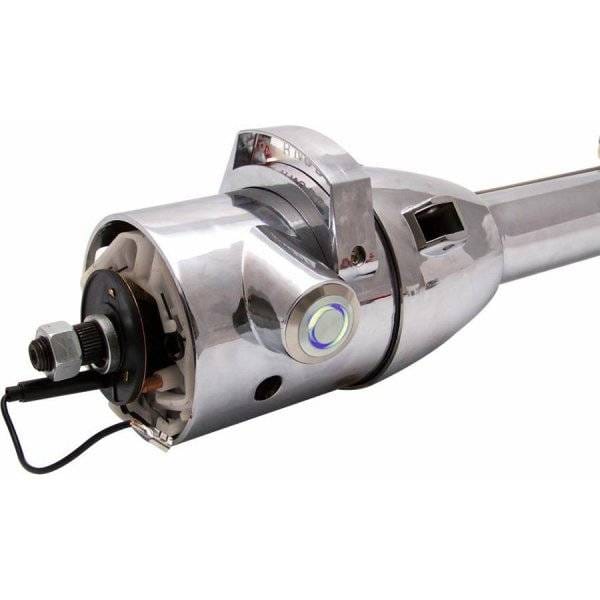 33" Blue Push Button Start Chrome Steering Column Automatic with Gear Indicator Window and Shifter