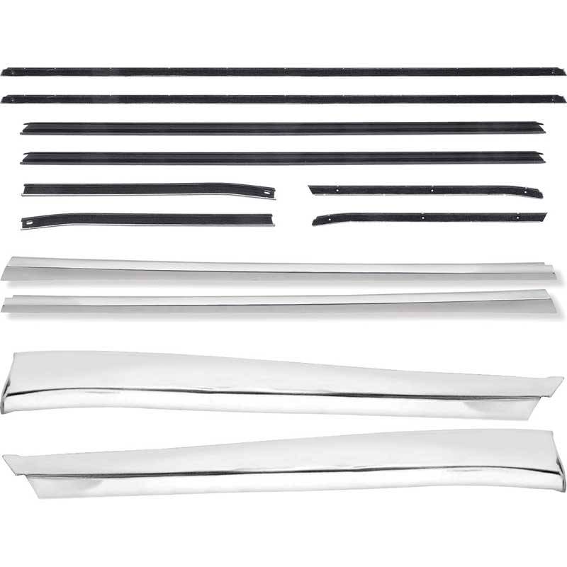 *R684 - 1968 Camaro Deluxe Coupe Outer Door/Quarter Reveal Molding Kit with OE Style Windowfelt Se4
