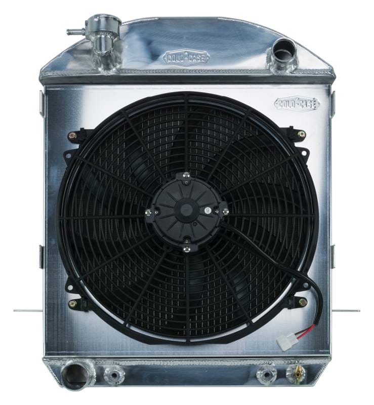 24-27 T-Bucket Ford Engine Aluminum Performance Radiator And 16 Inch Fan Kit Cold Case Radiators
