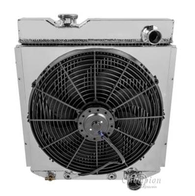 Four Row Aluminum Radiator Full Combo for 60-66 Ford Ranchero, Falcon, Mustang. Econoline, Comet & Model T FSMC259