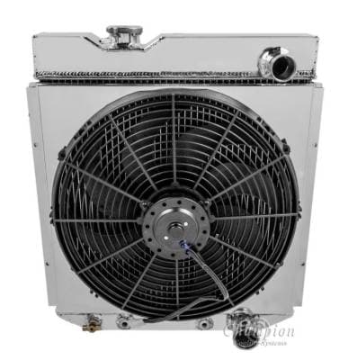 Two Row Aluminum Radiator Combo for 60-66 Ford Ranchero, Falcon, Mustang. Econoline, Comet & Model T FSEC259